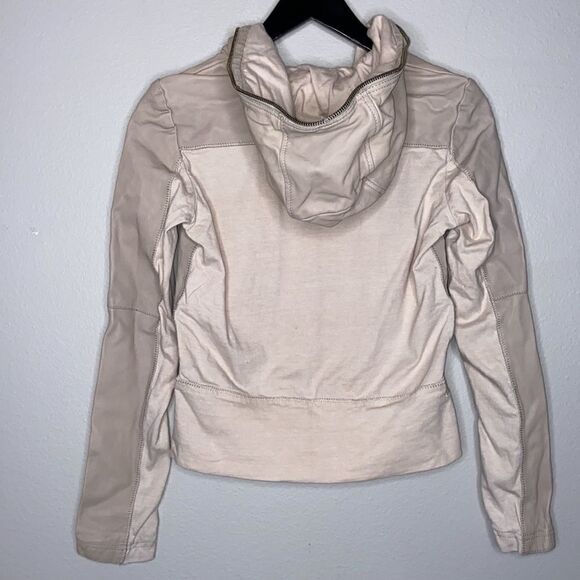 Laundry By Shelli Segal Leather Full Zip Jacket Coat Biege Tan Cream woman’s S - Picture 4 of 6